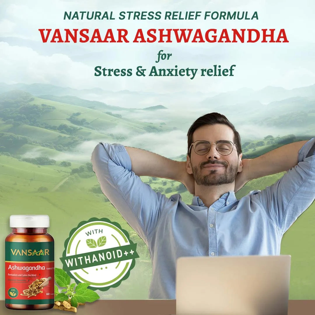 Complete Wellness Combo (Pack of 5 Caplets) Ashwagandha, Brahmi, Triphala, Giloy & Haldi Tablets - Vansaar