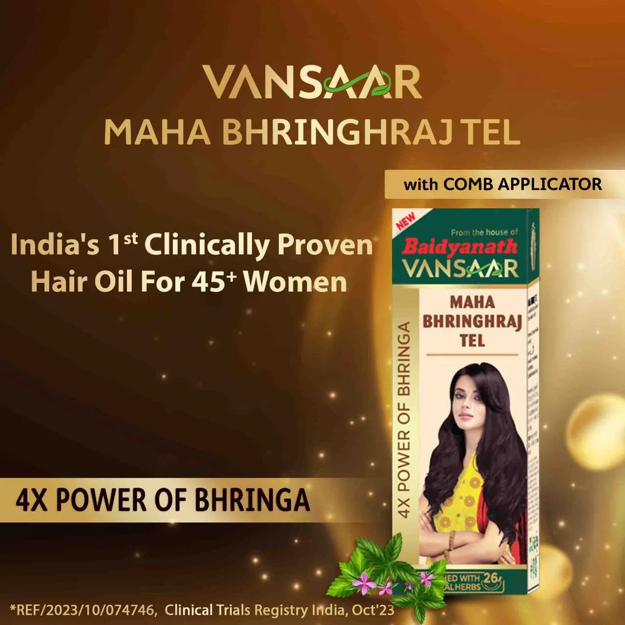 Maha Bhringhraj Hair Oil | Clinically Proven to Reduce Hair Fall By 20% in 45+ Women | With Comb Applicator - Vansaar