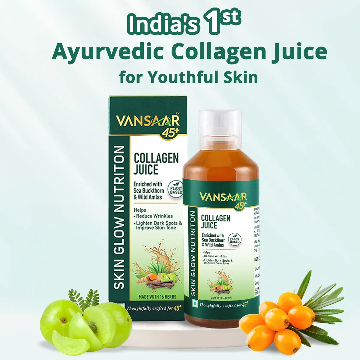Collagen Juice with Sea Buckthorn & Vitamin C to reduce Wrinkles & Pigmentation - Vansaar