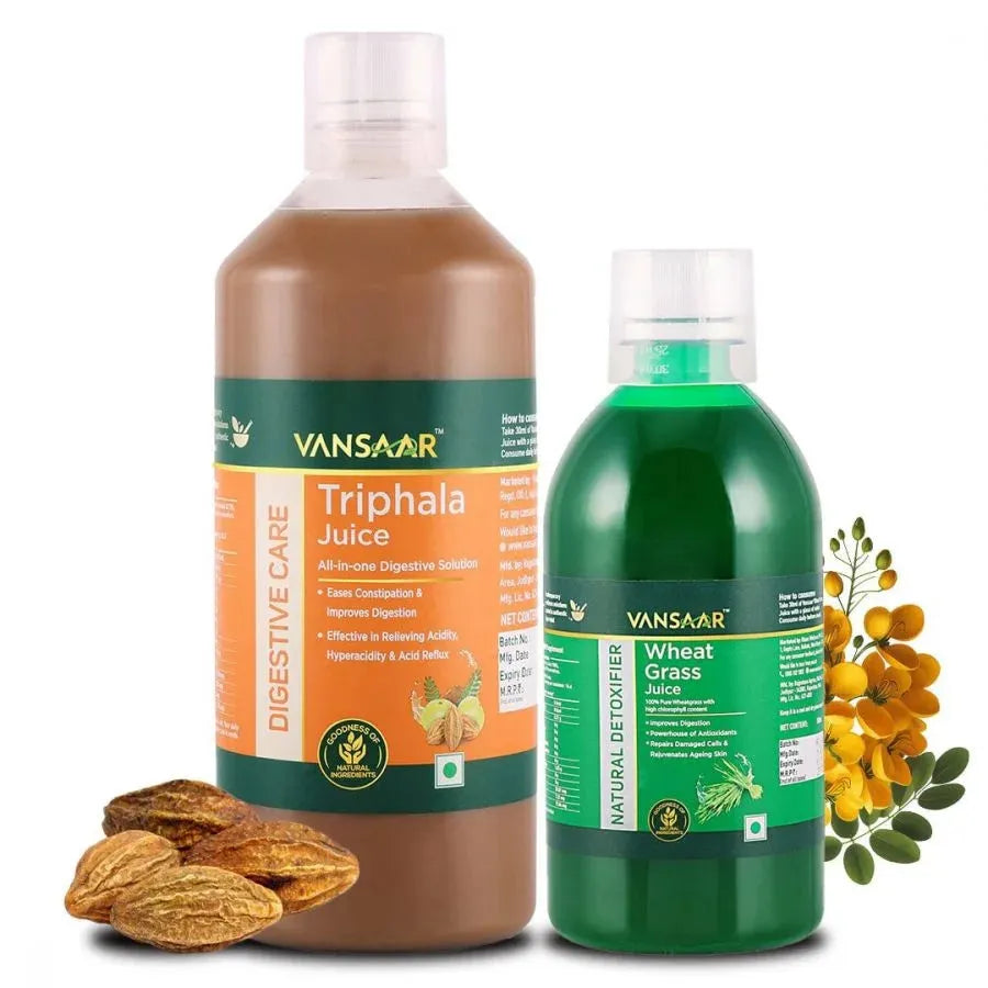 Gut And Liver Detox Combo - Triphala And Wheat Grass Juice - Vansaar